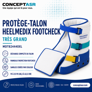 Protège-talon Medline HeelMedix FootCheck très grand MDT824440XL avec panneau d’inspection