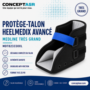 Protège-talon HeelMedix avancé Medline très grand MDT823330XL pour décharge du talon