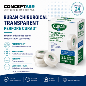 Ruban chirurgical transparent perforé CURAD 0,5 po NON270212