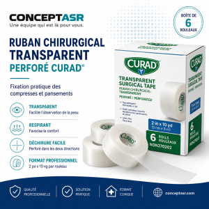 Ruban chirurgical transparent perforé CURAD 2 po NON270202