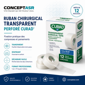 Ruban chirurgical transparent perforé CURAD 1 po NON270201