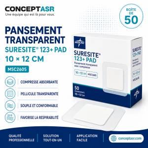 Pansement transparent Medline Suresite 123+ Pad 10 × 12 cm MSC2605