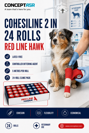 CohesiLine 2-inch veterinary bandage clinic pack containing 24 rolls