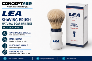 LEA boar bristle shaving brush with ergonomic white handle