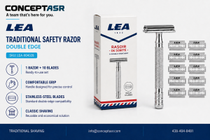 LEA traditional double-edge safety razor with 10 stainless-steel blades