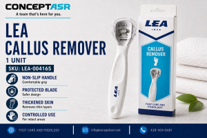 LEA callus remover with protected stainless-steel blade and non-slip handle