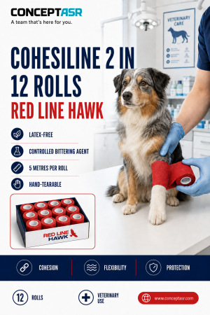 CohesiLine 2-inch cohesive veterinary bandage box of 12 rolls by Red Line Hawk