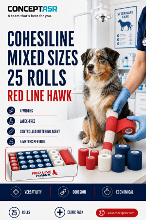 CohesiLine mixed-size veterinary bandages clinic pack containing 25 rolls in four widths