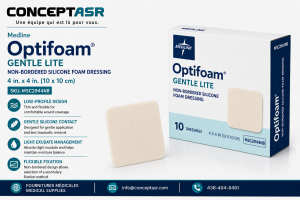Medline Optifoam Gentle Lite non-bordered 4 x 4 silicone foam dressing MSC2944NB