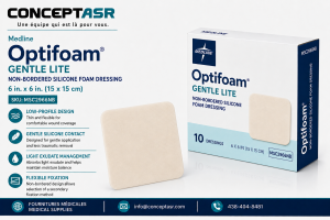 Medline Optifoam Gentle Lite non-bordered 6 x 6 silicone foam dressing MSC2966NB