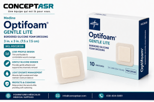 Medline Optifoam Gentle Lite 3 x 3 bordered silicone foam dressing MSC2833B