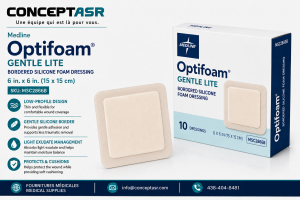 Medline Optifoam Gentle Lite 6 x 6 bordered silicone foam dressing MSC2866B