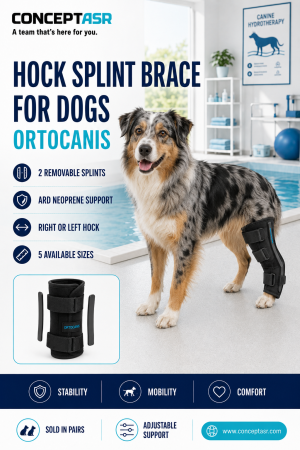 Hock Splint Brace for Dogs by Ortocanis with two removable lateral splints