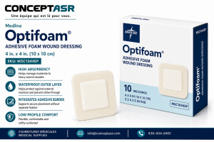 Medline Optifoam Adhesive 4 x 4 bordered foam wound dressing MSC1044EP