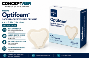 Medline Optifoam Sacrum Adhesive 6 x 5.5 foam dressing, box of 10, MSC1065EP