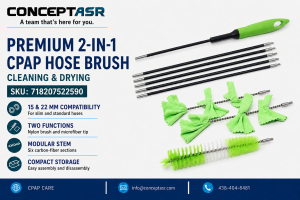 PÜRDOUX 2-in-1 CPAP hose cleaning brush with nylon brush, microfiber drying tips and modular carbon-fiber stem