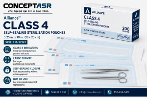 Alliance Class 4 Sterilization Pouches 5.25 x 10, box of 200, SKU 211-SCM2