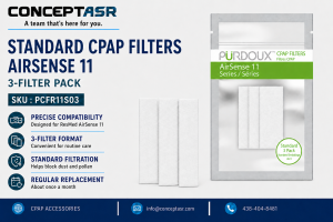 Three PÜRDOUX standard CPAP filters for compatible ResMed AirSense 11 devices