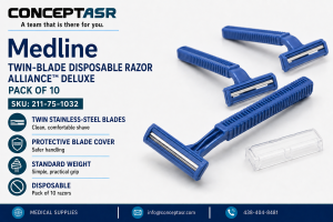 Medline Alliance Deluxe twin-blade disposable razors, pack of 10