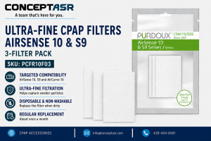 PÜRDOUX AirSense 10 and S9 ultra-fine CPAP filters, 3-pack, SKU PCFR10F03