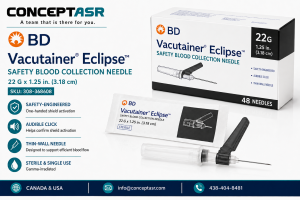 BD Vacutainer Eclipse blood collection needle 22 G x 1.25 in. with black safety shield, box of 48