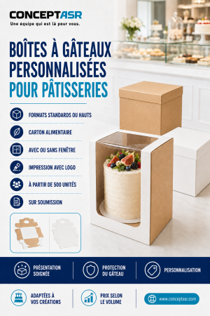Boîtes à gâteaux personnalisées avec ou sans fenêtre pour pâtisseries au Canada