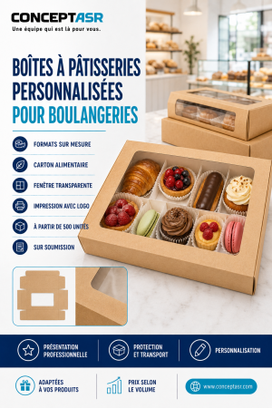 Boîtes à pâtisseries personnalisées avec fenêtre pour boulangeries au Canada