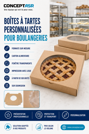 Boîtes à tartes personnalisées avec fenêtre pour boulangeries au Canada