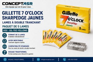 Lames Gillette 7 O’Clock SharpEdge jaunes à double tranchant – paquet de 5