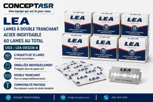 Lames LEA à double tranchant en acier inoxydable – 6 paquets de 10