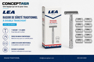 Rasoir de sûreté traditionnel LEA à double tranchant avec 10 lames