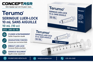Seringue Terumo 10 mL sans aiguille avec embout Luer-Lock, boîte de 100 unités