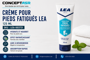 Crème pour pieds fatigués LEA hydratante et rafraîchissante en tube de 125 ml