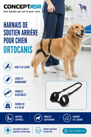 Harnais de soutien arrière pour chien Ortocanis ajustable présenté par ConceptASR