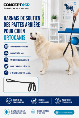Harnais de soutien des pattes arrière pour chien Ortocanis avec poignée réglable