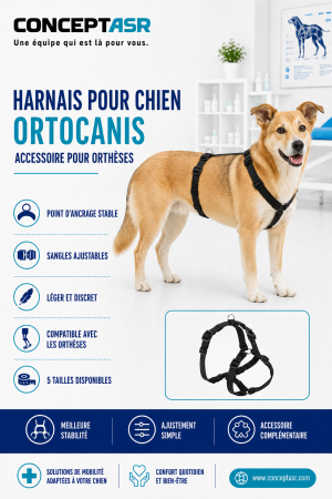 Harnais pour chien Ortocanis servant de point d’ancrage aux orthèses