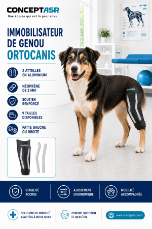 Immobilisateur de genou pour chien Ortocanis avec deux attelles en aluminium
