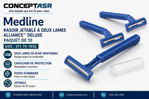 Rasoirs jetables à deux lames Medline Alliance Deluxe, paquet de 10