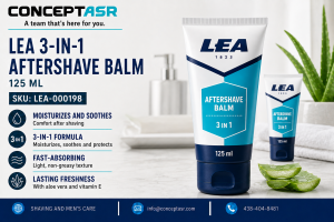 LEA 3-in-1 aftershave balm with aloe vera and vitamin E, 125 ml tube