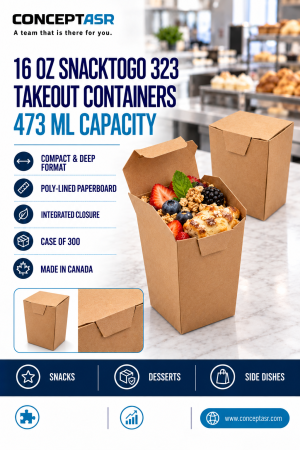 16 oz takeout containers for snacks, desserts and side dishes – Canadian-made case of 300