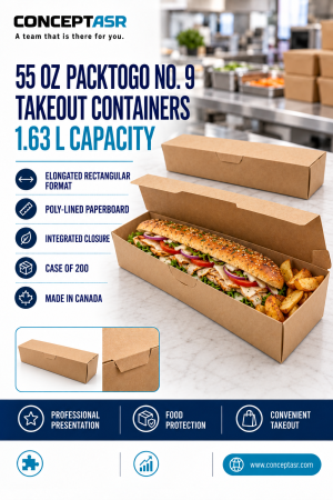 55 oz takeout containers with an elongated rectangular shape for restaurants – case of 200