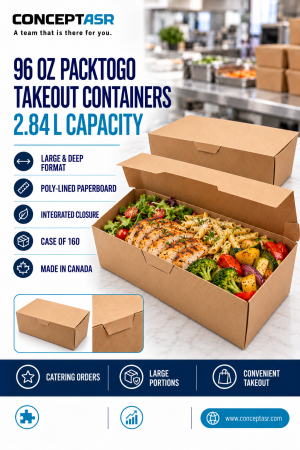 96 oz takeout containers for catering orders and large portions – Canadian-made case of 160