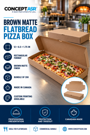 Brown matte flatbread pizza box with rectangular flatbread for restaurant takeout – ConceptASR