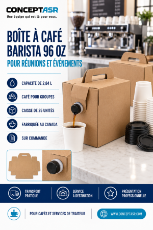 Boîte à café Barista 96 oz avec poignée et bec verseur pour réunions et événements