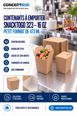 Contenants à emporter 16 oz SnackToGo 323 pour collations et petites portions