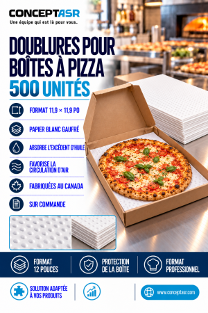 Doublures pour boîtes à pizza 12 pouces en papier blanc gaufré absorbant