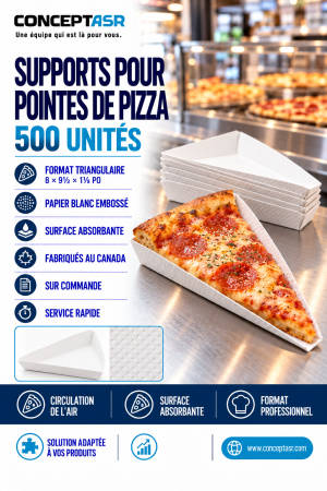 Supports pour pointes de pizza en papier blanc embossé et absorbant