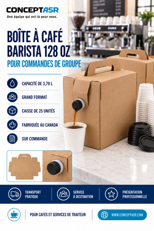 Boîte à café Barista 128 oz avec poignée et bec verseur pour commandes de groupe