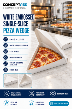 White embossed single-slice pizza wedge with pepperoni pizza for pizzerias – ConceptASR