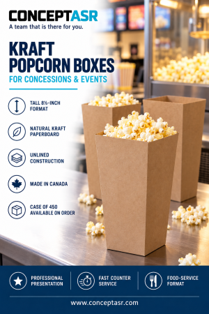 Tall kraft popcorn boxes for concessions and events, case of 450 – ConceptASR